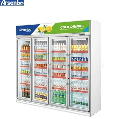 4 Door Upright Commercial Beverage Refrigerator 2000L For Drinks